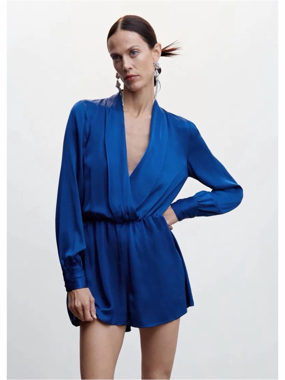 NWT Mango Wrap Neckline Satin Jumpsuit